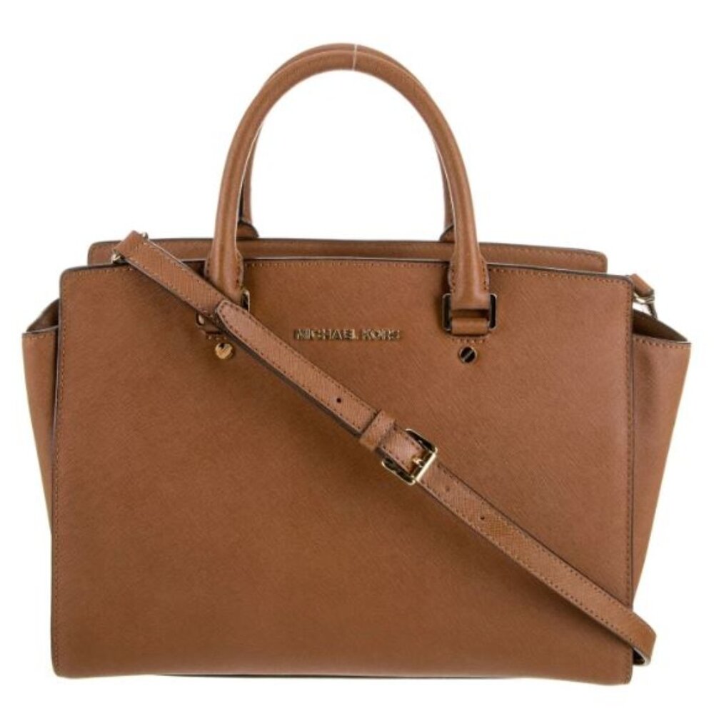 Michael Kors - Selma Satchel Handbag - Leather - Brown - Large